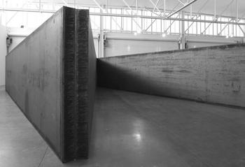 Richard Serra. 7 Plates 6 Angels, 2013. Weatherproof steel.  8 ft. x 81 ft. 10 in. x 43 ft. 5 in. / 2.44 x 24.94 x 13.23 m