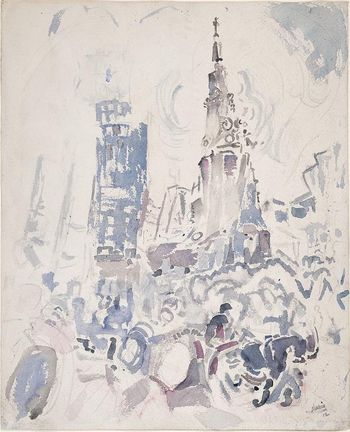 John Marin, "St. Paul's, Lower Manhattan (Broadway, St. Paul's Church)," 1912