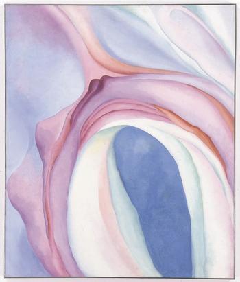 Georgia O’Keeffe. Music – Pink and Blue No. 2. 1918. Oil on canvas, 35 × 29 1⁄8″ (88.9 × 74 cm). 
