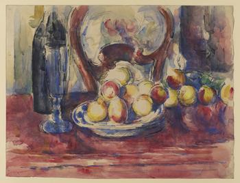 Paul Cézanne (1839–1906). Apples, Bottle and Chairback, c. 1904–6 Paul Cézanne (1839–1906). Apples, Bottle and Chairback, c. 1904–6