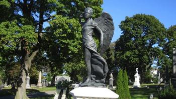 The 'Angel of Music' Statue on the grave of Louis Moreau Gottschalk in Green-Wood Cemetery