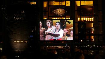 The Met's performance of 'The Elixir of Love' was seen on the plaza at Lincoln Center