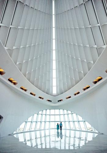 Inside the Quadracci Pavilion, designed by Santiago Calatrava, at the Milwaukee Art Museum.