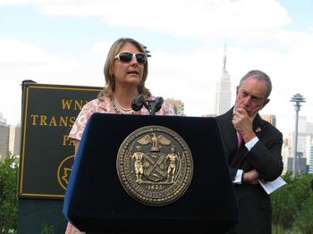 Laura Walker and Mayor Bloomberg at opening ceremony for WNYC Transmitter Park