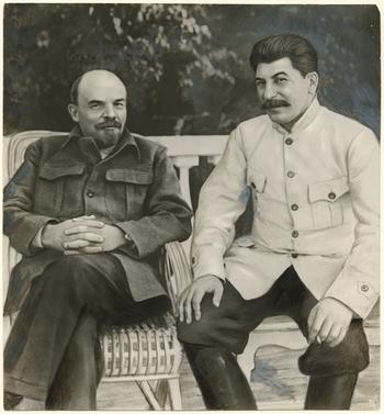 Unidentified Russian artist. Lenin and Stalin in Gorki in 1922