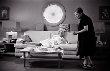 Marilyn Monroe in her dressing room on the set of “Something’s Got to Give” with Paula Strasberg, the wife of drama coach Lee Strasberg, who was bringing her lunch.