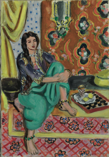 Henri Matisse. <em>Seated Odalisque, Left Knee Bent, Ornamental Background and Checkerboard</em>, 1928. Henri Matisse. <em>Seated Odalisque, Left Knee Bent, Ornamental Background and Checkerboard</em>, 1928.
