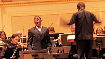 Baritone Nathan De’Shon Myers joins the Albany Symphony and conductor David Allan Miller.