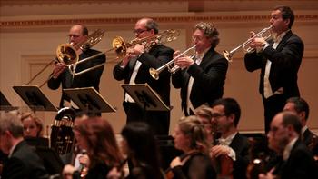 Members of the brass section of the Montréal Symphony Orchestra