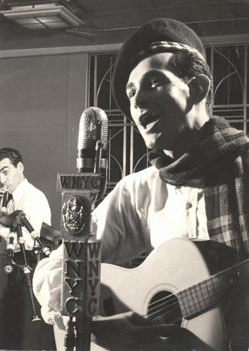 Oscar Brand in the studio, 1945