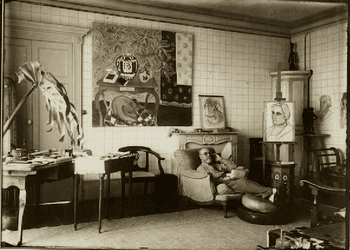 Henri Matisse in his apartment at the Place Charles-Félix in Nice, 1934. Henri Matisse in his apartment at the Place Charles-Félix in Nice, 1934.