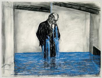 Drawing from the film "Stereoscope." Art by William Kentridge. Music by Philip Miller. Charcoal, pastel, and colored pencil on paper; 35 mm film. 1998–99. 