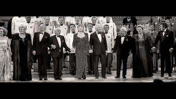 Irving Berlin 100th birthday gala concert. L-R: Madeline Kahn, Rosemary Clooney, Frank Sinatra, Leonard Bernstein, Shirley MacLaine, Walter Cronkite, Isaac Stern, Marilyn Horne, and Tony Bennett.
