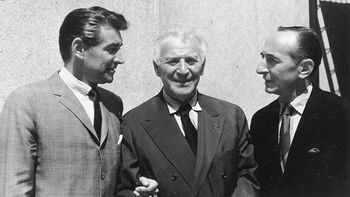 Leonard Bernstein, Marc Chagall, and Leonard Lyons, July 1960.