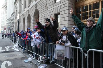 Exultant Giants fans celebrate Super Bowl with parade