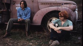 James Taylor, Peter Asher, from a photo shoot at the Farm, Burbank, CA, December 1969. Photo by Henry Diltz