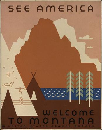 A print Jerry Roth created for the United States Travel Bureau promoting the state of Montana.