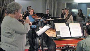 Members of Juilliard415 performing in the WQXR studios
