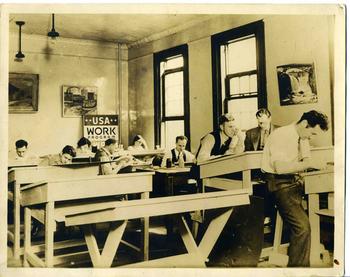 Murphy at work in the WPA studio.