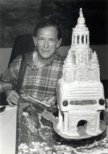 Oscar Brand at the 50th anniversary of Folksong Festival in December 1995
