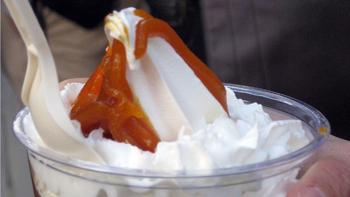 The Gobbler, an ice cream sundae with vanilla soft serve, pumpkin butter, whipped cream and graham cracker crumbs.