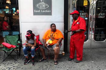 Waiting in line for shoes