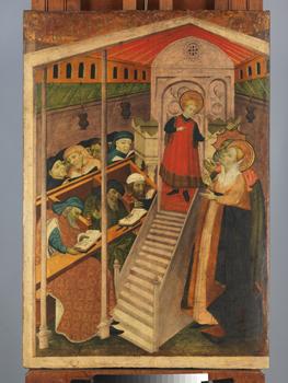 Anonymous (Cataluña) - "Christ among the Doctors" (Early 15th century, Tempera and gold on wood)
