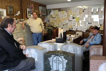 "It's just like a general store," said Frank DeVito (left), a friend of Jerry's and owner of a paint business across the street from Grande Monuments.