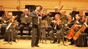 Ryu Goto and the Orpheus Chamber Orchestra in Carnegie Hall.
