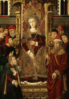 Miguel Jiménez and Martin Bernart (Zaragoza) - "St. Helena Interrogating Judas" (1485-87, Oil on panel)