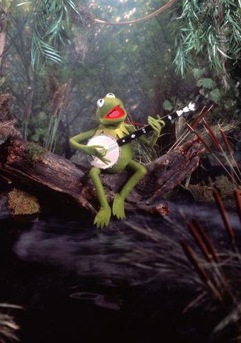 This classic shot of Kermit is from the original "The Muppet Movie" from 1979. It was directed by James Frawley.