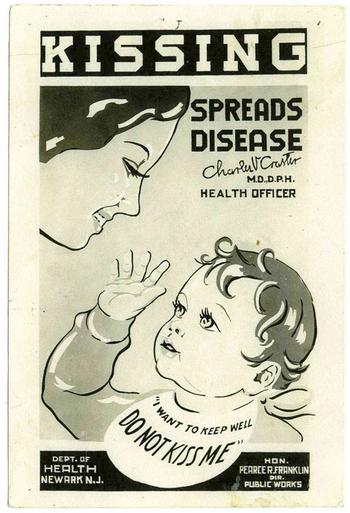 This Newark, NJ Dept. of Health poster warns against the perils of kissing.