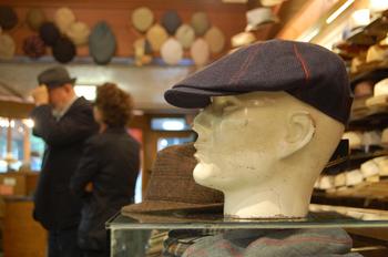 A manequin head sports a J.J. Hat Center cap