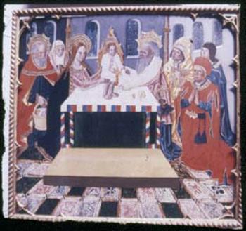 Anonymous (Castile) - "Retablo of the Virgin and Child, The Circumcision of Jesus" (Second half of the 15th century, Tempera on Panel)