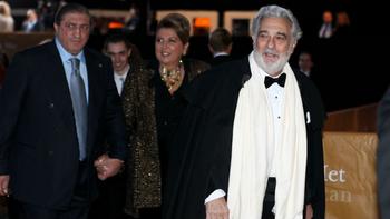Placido Domingo arrives at the Metropolitan Opera on opening night