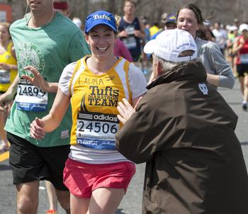 A member of the Tufts marathon team.