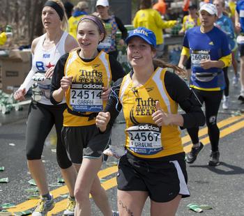 Two members of the Tufts marathon team.