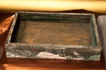 The box which held the contents of the 1795 time capsule, is displayed at the Museum of Fine Arts on January 6, 2015, in Boston, Massachusetts. 