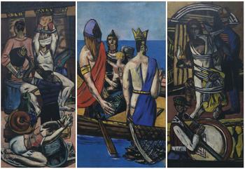 Max Beckmann (1884-1950.) Departure, Frankfurt 1932, Berlin 1933-35. Oil on canvas, 84 ¾ x 39 ¼ in. (215.3 x 99.7 cm). The Museum of Modern Art, New York. Given anonymously (by exchange)