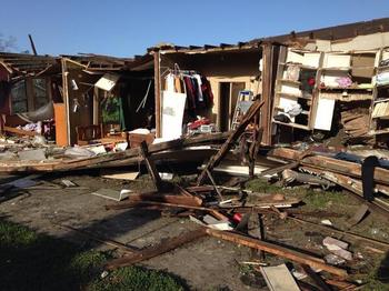 A photo of the destruction in Baxter Springs, KS.