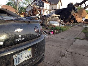 A photo of the destruction in Baxter Springs, KS.