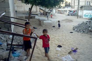 Kids in the Khan Younis Refugee Camp.