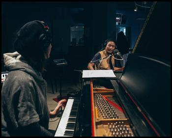 Jesse Paris Smith and Tenzin Choegyal in the WNYC studio