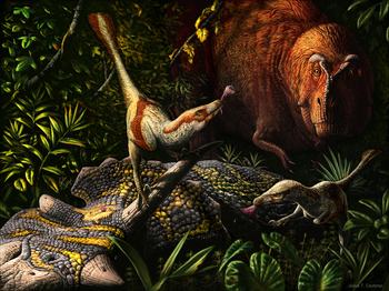 <em>Acheroraptor beats T. rex to a fresh carcass</em>