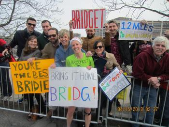 Bridget Hanahan running 2013 Boston Marathon.