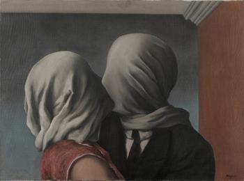 René Magritte (Belgian, 1898–1967). Les amants (The Lovers). 1928. 