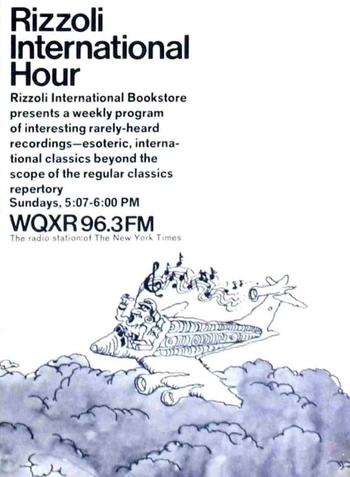 An ad for the WQXR's Rizzoli International Hour on WQXR in 1969