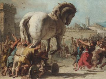 'The Procession of the Trojan Horse in Troy' by  Domenico Tiepolo