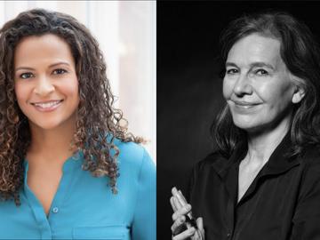 Alison Steward on the left and Louise Erdrich on the right.