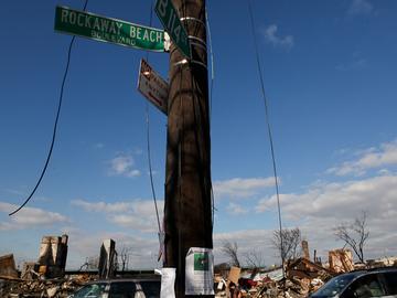 Rockaway Beach Boulevard in mid-Rockaways after Hurricane Sandy.